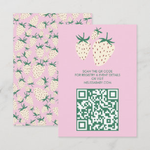 Tarjeta De Recepción Cute de fresa blanca Pineberry BABY SHOWER QRcode
