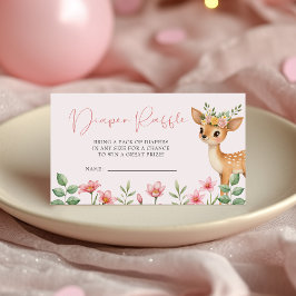 Tarjeta De Recepción Cute Deer Floral Diaper Raffle Baby Shower
