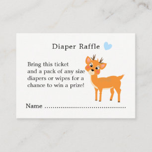 Tarjeta De Recepción Cute Deer Hearts Winter Baby Shower Diaper Raffle