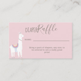Tarjeta De Recepción Cute Diaper Raffle Llama Baby Shower Brown rosa