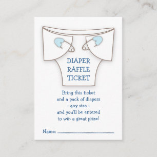 Tarjeta De Recepción Cute Diaper w Blue Pins Baby Shower Raffle Ticket
