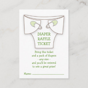 Tarjeta De Recepción Cute Diaper w Green Pins Baby Shower Raffle Ticket