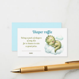 Tarjeta De Recepción Cute Dinosaur Baby Shower Diaper Raffle Card