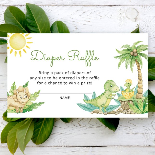 Tarjeta De Recepción Cute Dinosaur Baby Shower Diaper Raffle Ticket (Subido por el creador)