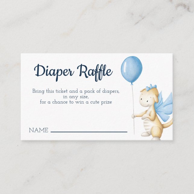 Tarjeta De Recepción Cute Dragon Baby Shower Diaper Raffle (Anverso)