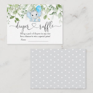Tarjeta De Recepción Cute Elephant Baby Shower Boy Diaper Raffle