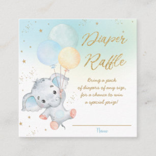 Tarjeta De Recepción Cute Elephant Balloons Boy Baby Diaper Raffle