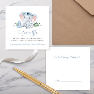 Tarjeta De Recepción Cute Elephant Blue Boy Baby Shower Diaper Raffle