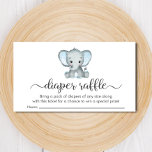 Tarjeta De Recepción Cute Elephant Blue Diaper Raffle Baby Shower<br><div class="desc">Cute baby boy ducha diaper rifa carta con "rifa de pañales" en un elegante guión gris suave con toallitas y una acuarela azul pastel de un elefante de bebé. Debajo puede personalizar fácilmente su redacción de rifa de pañales.</div>