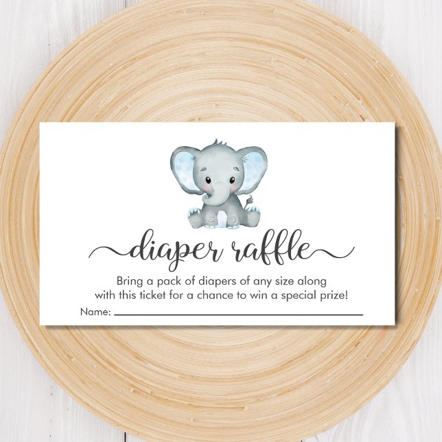 Tarjeta De Recepción Cute Elephant Blue Diaper Raffle Baby Shower (Subido por el creador)