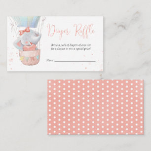 Tarjeta De Recepción Cute Elephant Chica Baby Shower Diaper Raffle Card