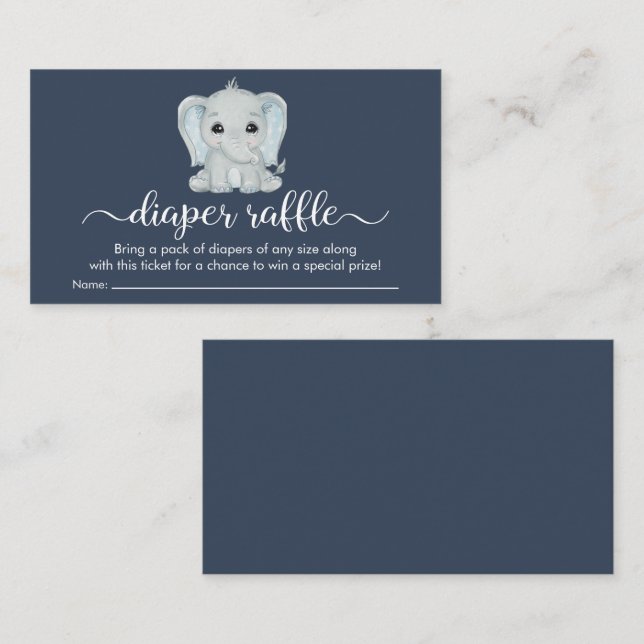 Tarjeta De Recepción Cute Elephant Diaper Raffle Baby Shower (Anverso / Reverso)