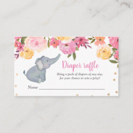 Tarjeta De Recepción Cute Elephant Floral Baby Shower Diaper Raffle
