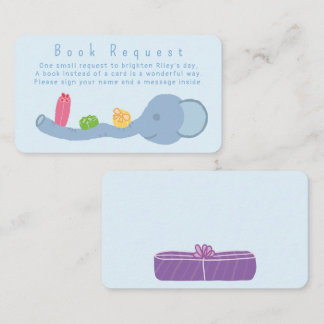 Tarjeta De Recepción Cute Elephant & Gifts "Book Request" Enclosure Car