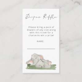 Tarjeta De Recepción Cute Elephant Script Diaper Raffle Baby Shower Enc