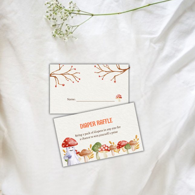 Tarjeta De Recepción Cute Fantasma Mushroom Halloween Diaper Raffle (Cute Ghost Mushroom Halloween Diaper Raffle Enclosure Card)