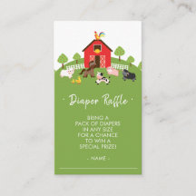 Cute Farm Animals Baby Shower Diaper Raffle Ticket
