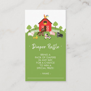 Tarjeta De Recepción Cute Farm Animals Baby Shower Diaper Raffle Ticket
