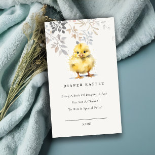 Tarjeta De Recepción Cute Farm Chick Floral Diaper Raffle Baby Shower