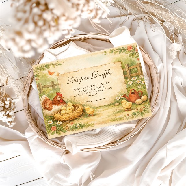 Tarjeta De Recepción Cute Farm Chicks Baby Shower Diapper Raffle (Subido por el creador)