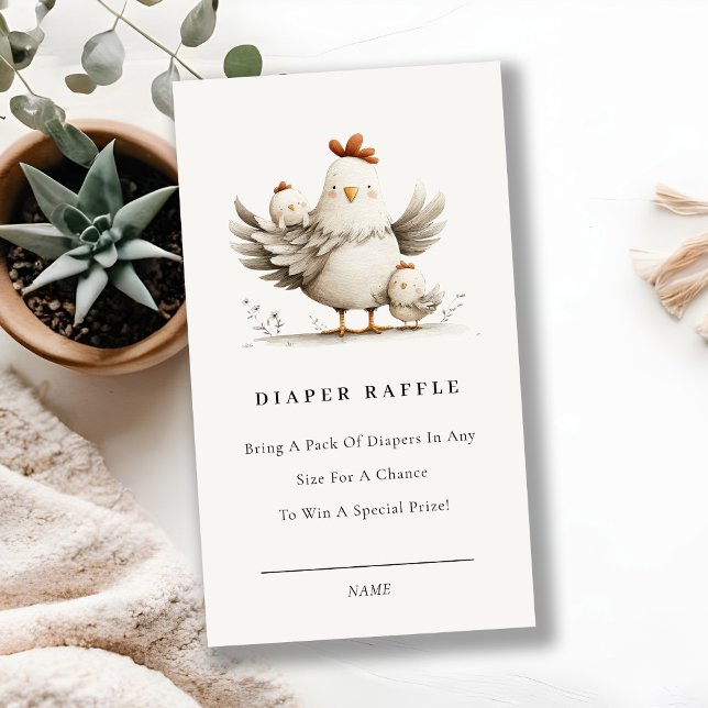 Tarjeta De Recepción Cute Farm Mum Baby Chick Diaper Raffle Baby Shower (Subido por el creador)