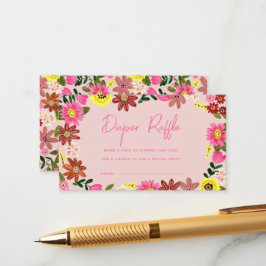 Tarjeta De Recepción Cute Floral Baby Shower Diaper Raffle Ticket