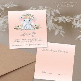 Tarjeta De Recepción Cute Floral Elephant Baby Shower Diaper Raffle