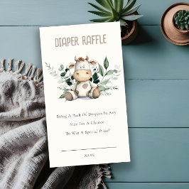 Tarjeta De Recepción Cute Foliage Foliage Diaper Raffle Baby Shower