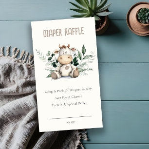 Tarjeta De Recepción Cute Foliage Foliage Diaper Raffle Baby Shower