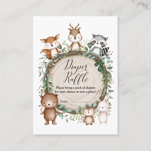 Tarjeta De Recepción Cute Forest Woodland Animal Greeneration Diaper Ra (Anverso)
