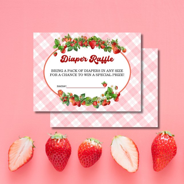 Tarjeta De Recepción Cute Fresa Rosa Diaper Raffle Baby Shower (Subido por el creador)