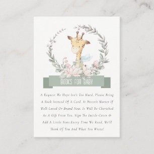 Tarjeta De Recepción Cute Giraffe Floral Wreath Book Para Baby Shower