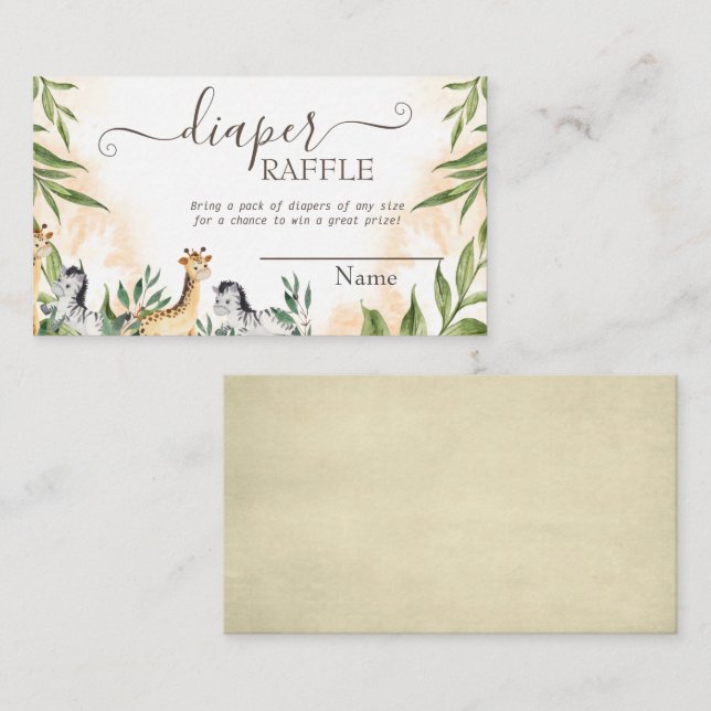 Tarjeta De Recepción Cute Giraffe, hojas de cebra (Anverso / Reverso)