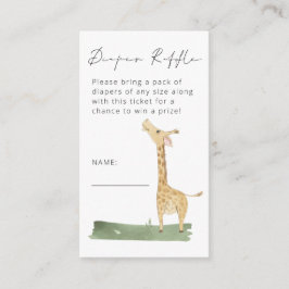 Tarjeta De Recepción Cute Giraffe Script Diaper Raffle Baby Shower