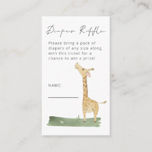Tarjeta De Recepción Cute Giraffe Script Diaper Raffle Baby Shower