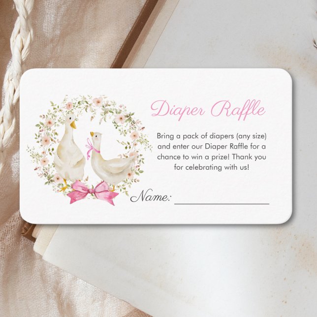 Tarjeta De Recepción Cute Goose Wildflower Baby Shower Diaper Raffle (Subido por el creador)