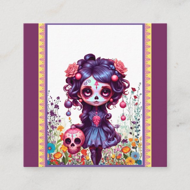 Tarjeta De Recepción Cute Gothic Garden Sugar Skull (Anverso)