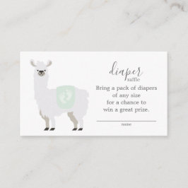 Tarjeta De Recepción Cute Green Llama Diaper Raffle Ticket Baby Shower