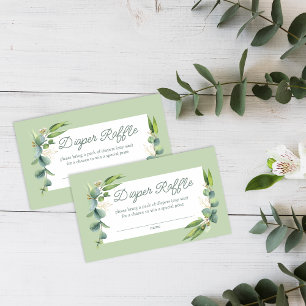 Tarjeta De Recepción Cute Greenery Woodland Animales Diaper Raffle