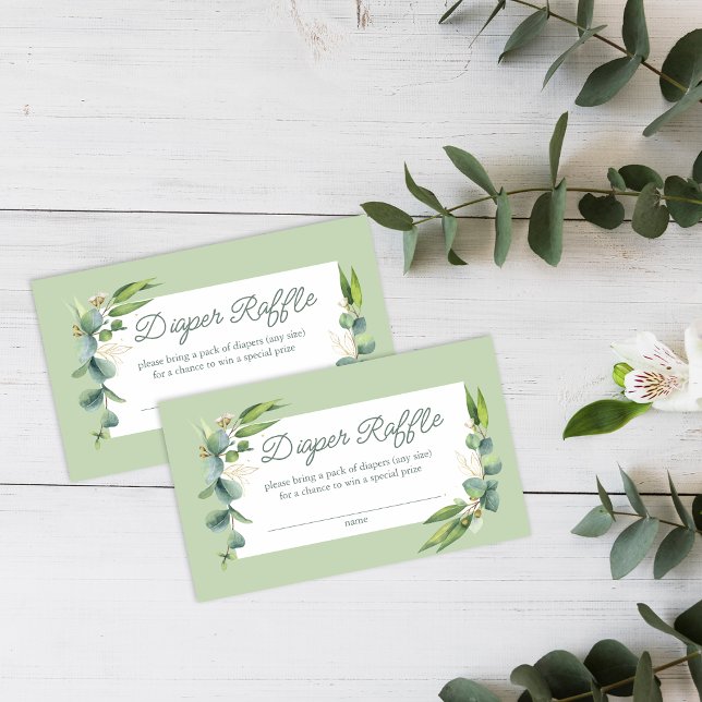 Tarjeta De Recepción Cute Greenery Woodland Animales Diaper Raffle (Subido por el creador)