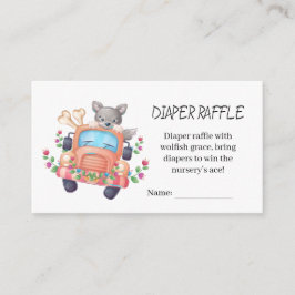 Tarjeta De Recepción Cute Grey Wolf Baby Shower Diaper Raffle