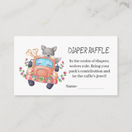 Tarjeta De Recepción Cute Grey Wolf Baby Shower Diaper Raffle