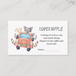 Tarjeta De Recepción Cute Grey Wolf Baby Shower Diaper Raffle