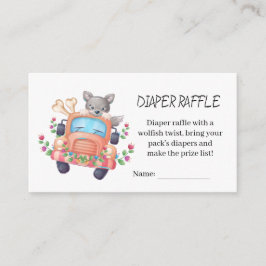 Tarjeta De Recepción Cute Grey Wolf Baby Shower Diaper Raffle