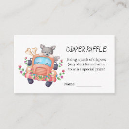 Tarjeta De Recepción Cute Grey Wolf Baby Shower Diaper Raffle