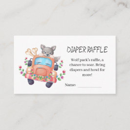 Tarjeta De Recepción Cute Grey Wolf Baby Shower Diaper Raffle