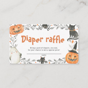 Tarjeta De Recepción Cute Halloween Baby Shower Diaper Raffle Cards