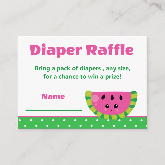 Tarjeta De Recepción Cute Happy Watermelon Diaper Raffle Baby Shower (Anverso)