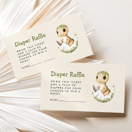 Tarjeta De Recepción Cute Hatching Dinosaur Baby Shower Diaper Raffle