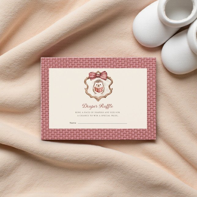 Tarjeta De Recepción Cute Hedgehog Baby Shower Diaper Raffle  (Subido por el creador)